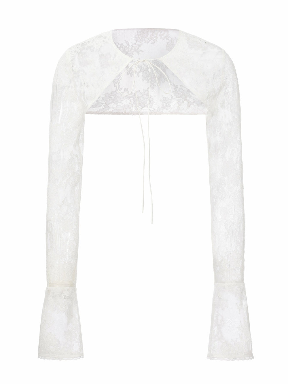 Yvette Sheer Lace Tie-Front White Cardigan | Nana Jacqueline