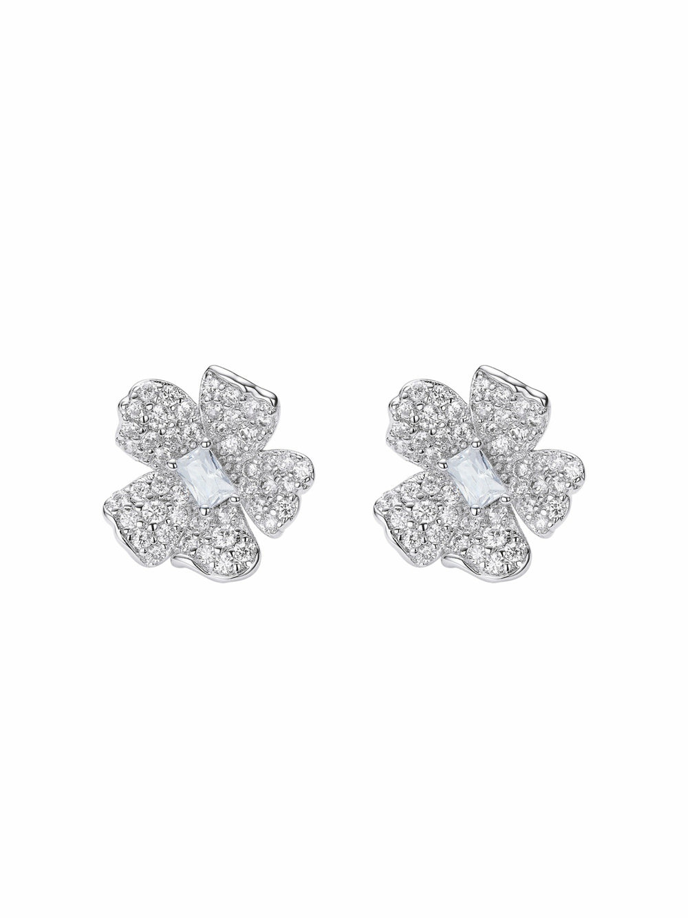 Odessa Floral Crystal White Earrings | Nana Jacqueline