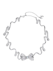 Melanie Bow Necklace: White Necklace for Bridal Shower | Nana Jacqueline