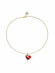 Eléa Bow-Ribbon Heart Red Necklace: Red Necklace for Date Night | Nana Jacqueline