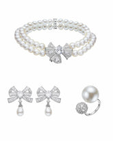 The Pearl & Diamonds Set: White Jewelry Set for Bridal Shower | Nana Jacqueline