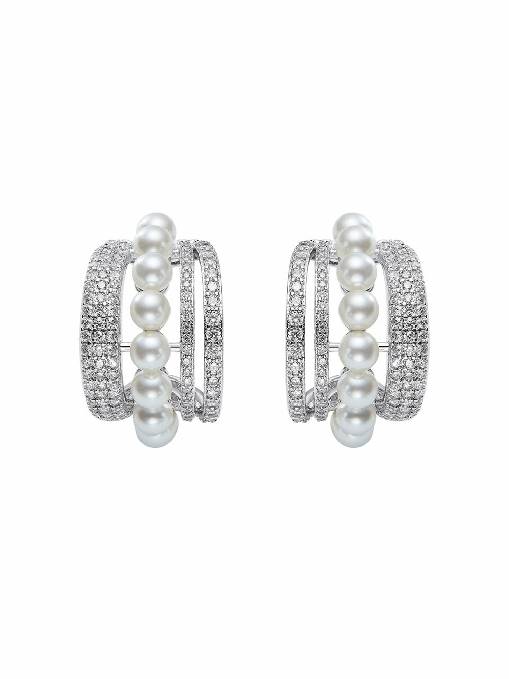 Fauna Curved Pearl White Earrings | Nana Jacqueline