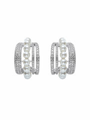 Fauna Curved Pearl White Earrings | Nana Jacqueline
