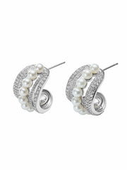 Fauna Curved Pearl White Earrings | Nana Jacqueline