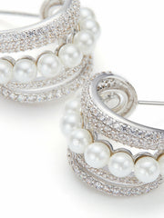 Fauna Curved Pearl White Earrings | Nana Jacqueline