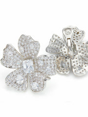 Flora Floral Crystal White Earrings | Nana Jacqueline