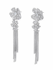 Lucienne Floral Tassel White Earrings | Nana Jacqueline