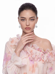 Isadora Floral Drop White Earrings | Nana Jacqueline