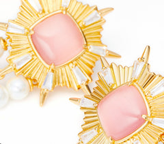 Clara Pearl Earrings: Pink Earrings for Cocktail Party | Nana Jacqueline
