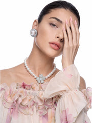 Bellina Floral Pearl White Necklace | Nana Jacqueline