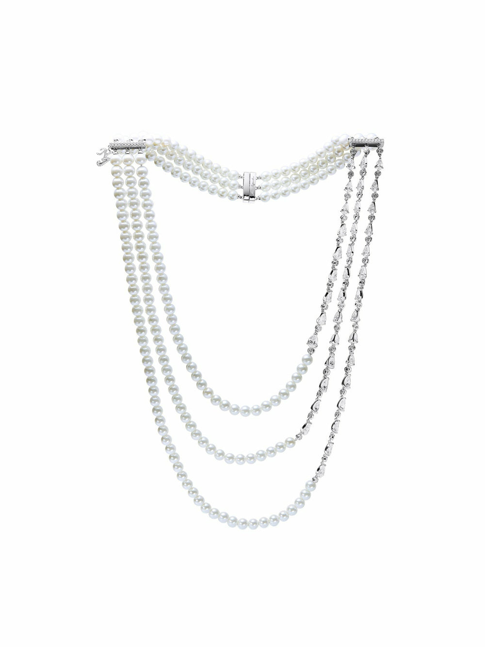 Amara Layered Pearl and Crystal Statement Necklace | Nana Jacqueline