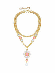 Cassandra Double Layer Pendant Necklace: Gold Necklace for Cocktail Party | Nana Jacqueline