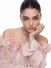 Talluah Floral Crystal Gold Ring | Nana Jacqueline