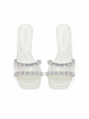 Cassandra Diamond Heels: White Heels for Bridal Shower | Nana Jacqueline