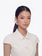 Novella Crystal Logo Ivory Hair Tie | Nana Jacqueline
