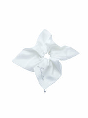 Charlotte Satin Bow White Hair Tie | Nana Jacqueline