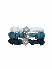 Helene Crystal Denim Hair Scrunchie Set | Nana Jacqueline