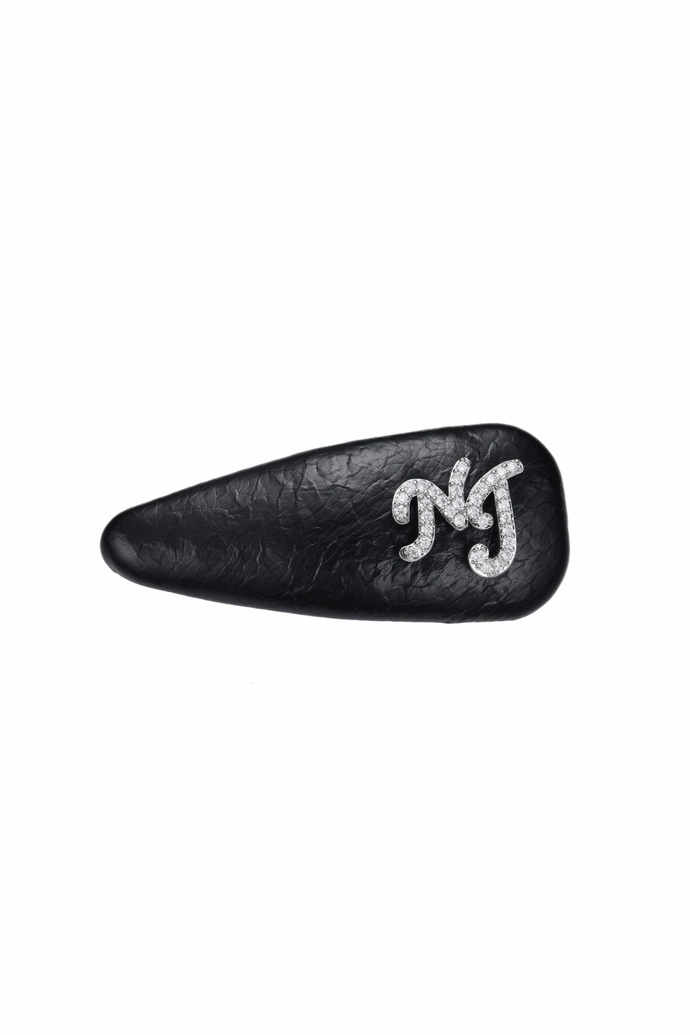 Black Leather Hair Clip Set with Crystal Detail | Nana Jacqueline