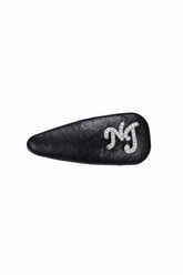 Black Leather Hair Clip Set with Crystal Detail | Nana Jacqueline