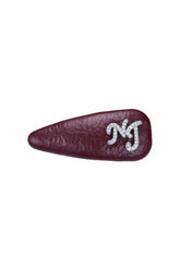 Wine Red Leather Hair Clip Set with Crystal Detail | Nana Jacqueline
