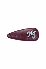Wine Red Leather Hair Clip Set with Crystal Detail | Nana Jacqueline