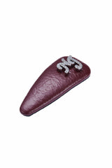 Wine Red Leather Hair Clip Set with Crystal Detail | Nana Jacqueline