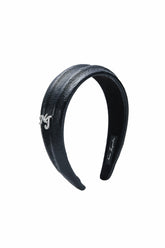 Black Leather Headband with Crystal Detail | Nana Jacqueline