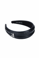 Black Leather Headband with Crystal Detail | Nana Jacqueline