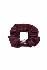 Wine Red Leather Scrunchie with Crystal Detail | Nana Jacqueline