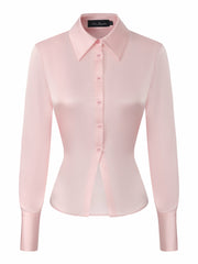 Eva Tie-Back Satin Pink Shirt | Nana Jacqueline