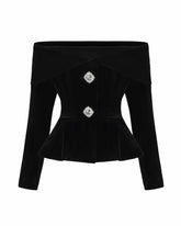 Blaire Velvet Top: Black Velvet Top for Cocktail Party | Nana Jacqueline