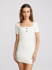 Gemma Top: White Knit Top for Brunch | Nana Jacqueline