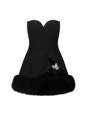 Alexandra Fur Top: Black Mini Dress for Cocktail Party | Nana Jacqueline