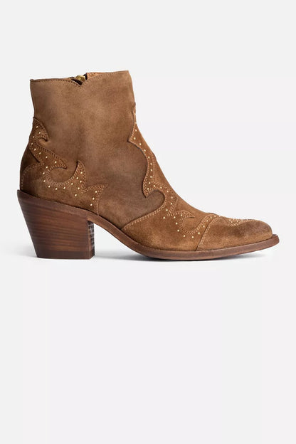 Johnny Was STUDDED ITALIAN SUEDE ANKLE BOOT