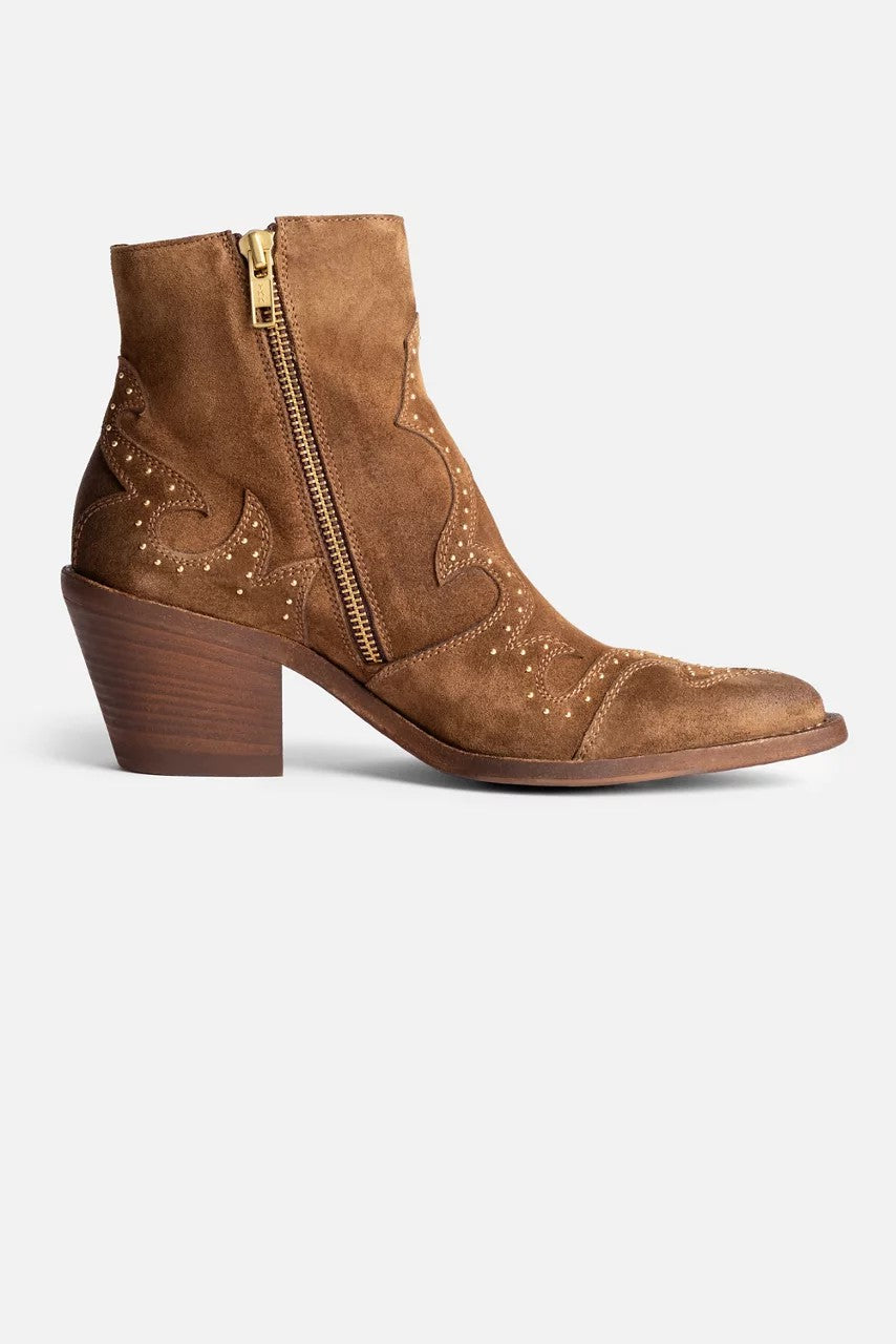 Johnny Was STUDDED ITALIAN SUEDE ANKLE BOOT