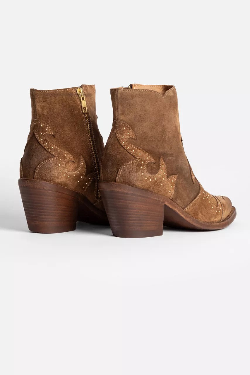 Johnny Was STUDDED ITALIAN SUEDE ANKLE BOOT