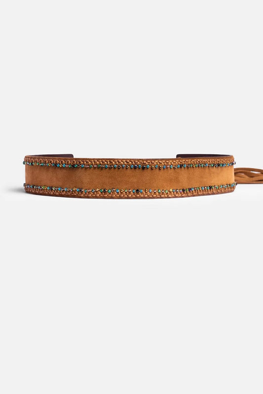 Johnny Was HANDBEADED ITALIAN SUEDE TASSEL BELT