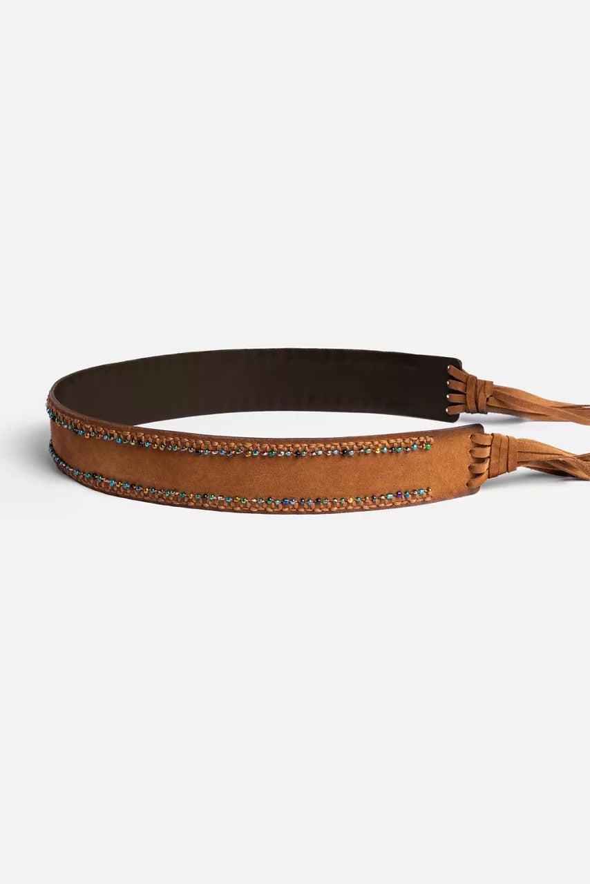 Johnny Was HANDBEADED ITALIAN SUEDE TASSEL BELT