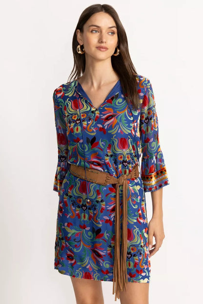 Johnny Was HANDBEADED ITALIAN SUEDE TASSEL BELT