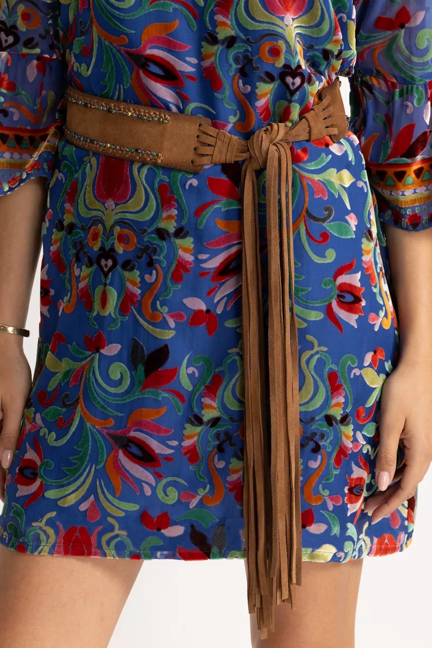 Johnny Was HANDBEADED ITALIAN SUEDE TASSEL BELT