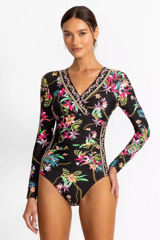 Johnny Was MILLER RUCHED WRAP SURF ONE PIECE