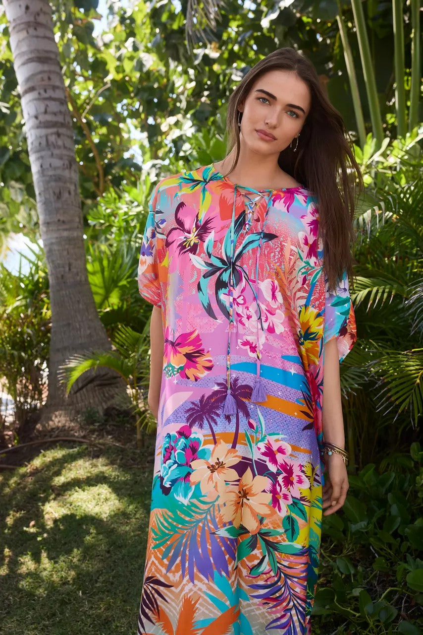 Johnny Was ZERU TIE NECK MAXI KAFTAN