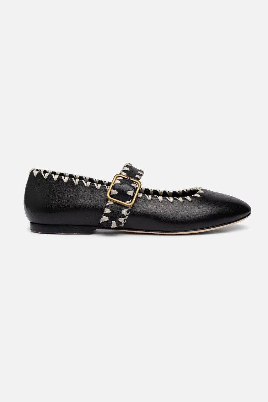 Johnny Was BLANKET STITCH LEATHER MARY JANE FLAT