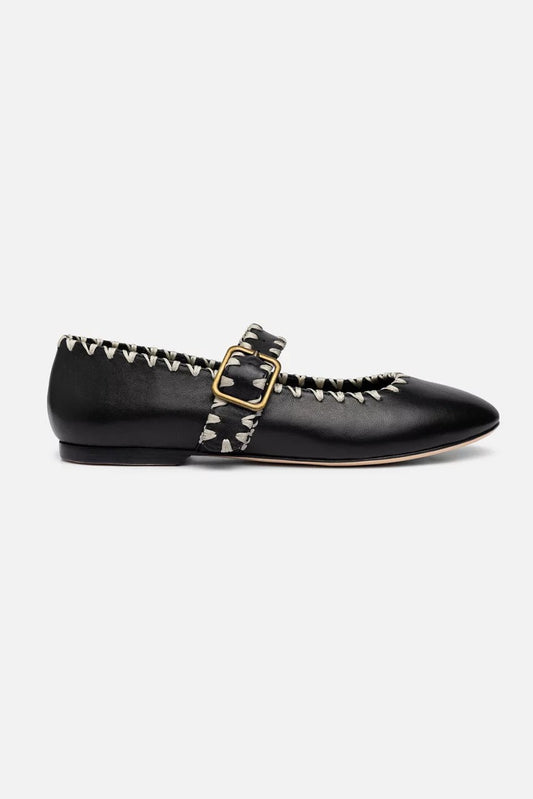 Johnny Was BLANKET STITCH LEATHER MARY JANE FLAT