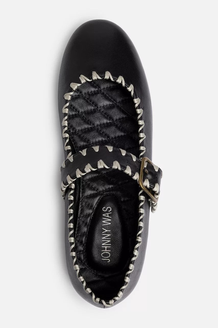 Johnny Was BLANKET STITCH LEATHER MARY JANE FLAT
