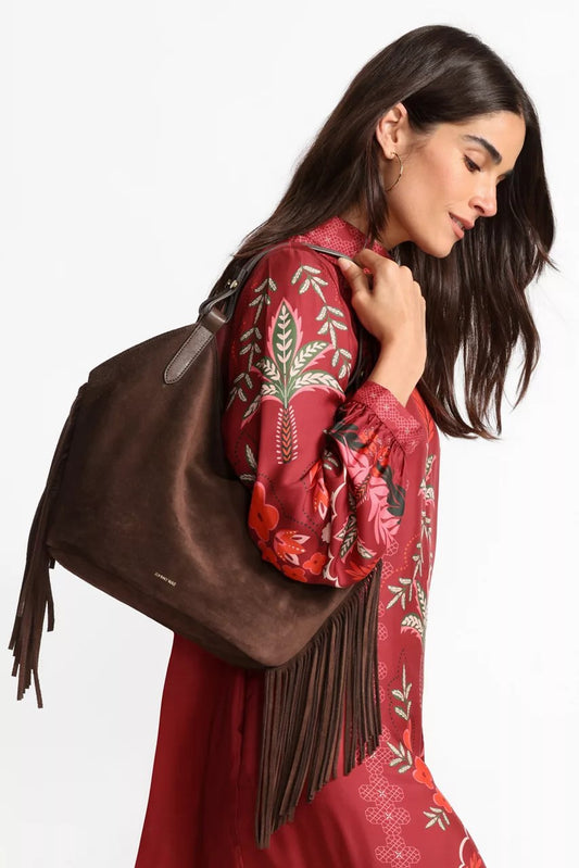 Johnny Was ITALIAN SUEDE FRINGE SHOPPER BAG