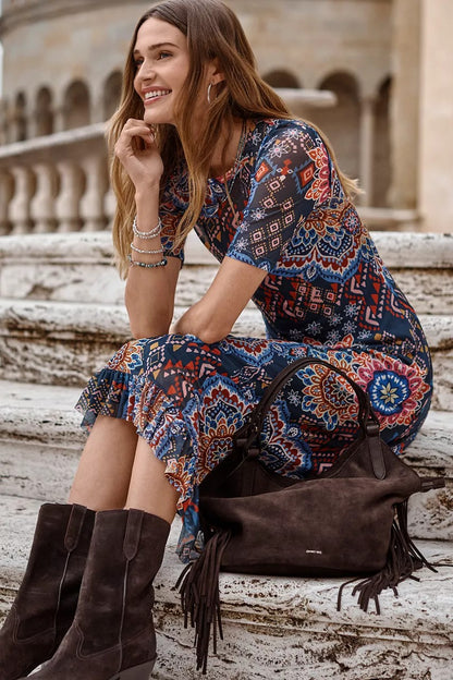Johnny Was ITALIAN SUEDE FRINGE SHOPPER BAG