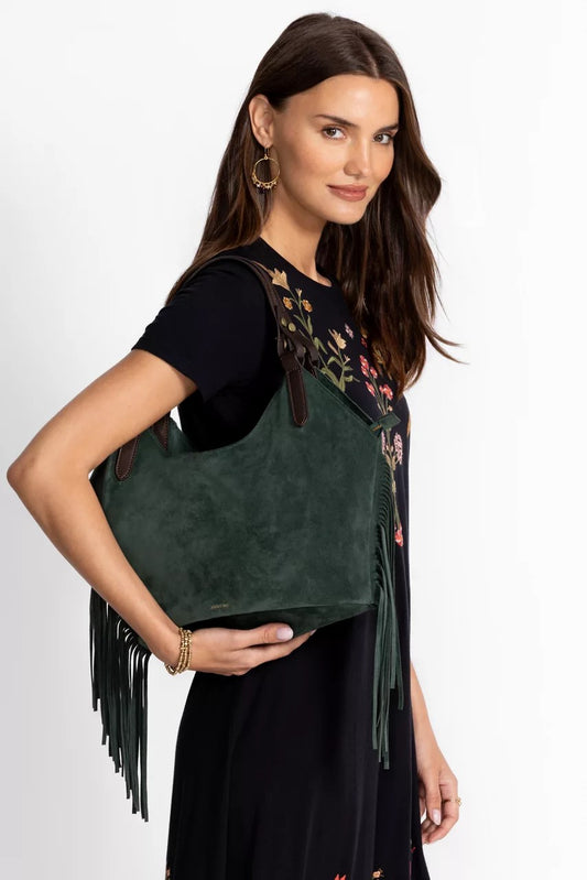 Johnny Was ITALIAN SUEDE FRINGE SHOPPER BAG