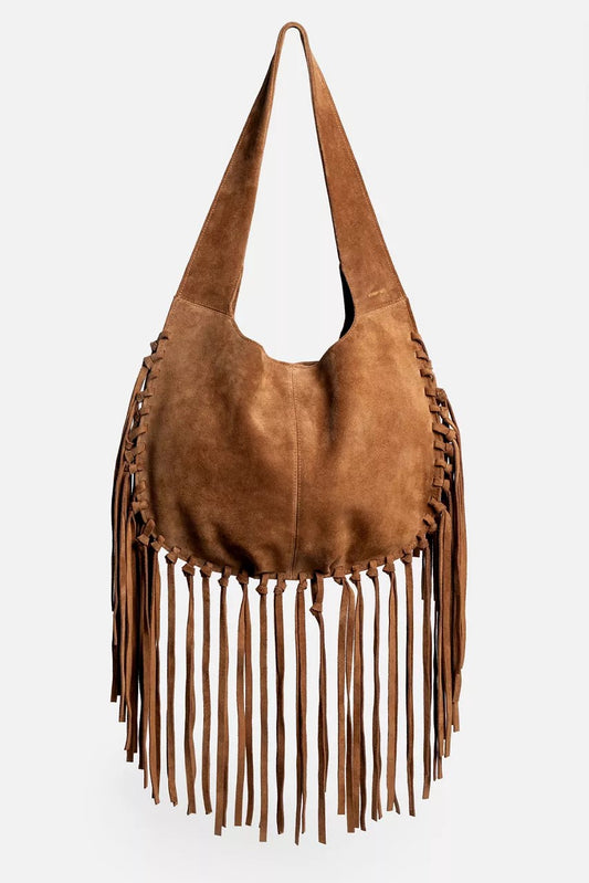 Johnny Was WESTERN ITALIAN SUEDE FRINGE BAG