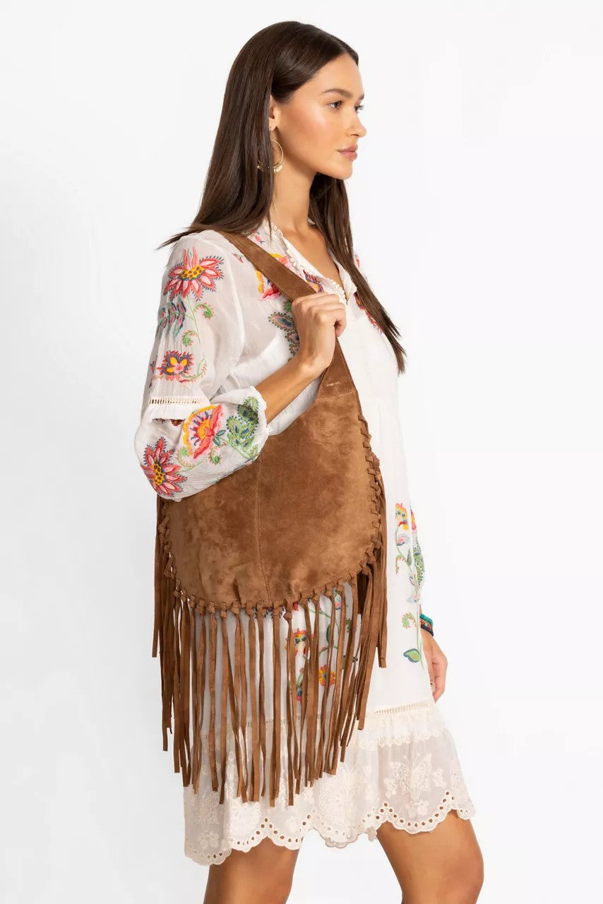 Johnny Was WESTERN ITALIAN SUEDE FRINGE BAG
